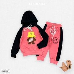 Bộ nỉ da cá hoodie gấu đội mũ 2/8