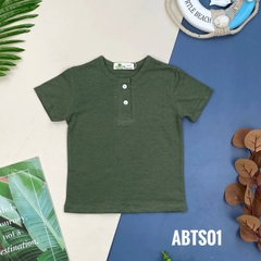 Áo cotton BT sược trơn 2 cúc 2/12