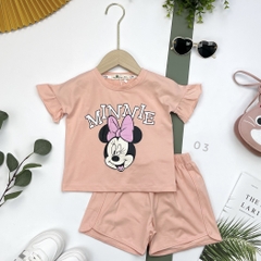 Bộ Bé gái ngắn tay Mickey tay loe 2/8