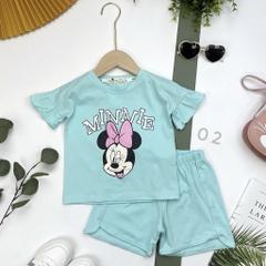 Bộ Bé gái ngắn tay Mickey tay loe 2/8