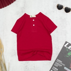 Áo cotton BT sược trơn 2 cúc 2/12