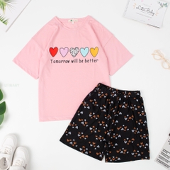 Bộ quần áo cotton TE BG Liti ngắn tay 2 chiều 8/16