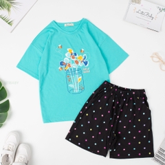 Bộ quần áo cotton TE BG Liti ngắn tay 2 chiều 8/16
