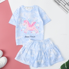 Bộ Bé gái kèm chân váy vải loang 3/10T