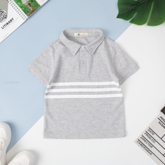 Áo thun Bé trai, bé gái có cổ 3 sọc ngang 2/7T