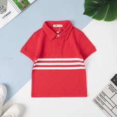 Áo thun Bé trai, bé gái có cổ 3 sọc ngang 2/7T