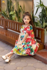 Váy thời trang trẻ em V08 thô hoa size 6/12