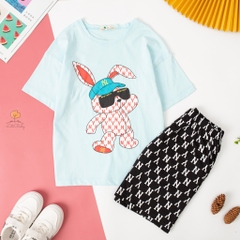 Bộ Bé gái cotton NY in thỏ size đại 12/18T