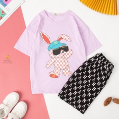 Bộ Bé gái cotton NY in thỏ size đại 12/18T