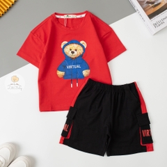 Bộ Bé trai ngắn tay in gấu 2/8T