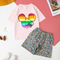 Bộ Bé gái ngắn tay quần NY 8/16