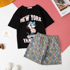 Bộ Bé gái ngắn tay quần NY 8/16