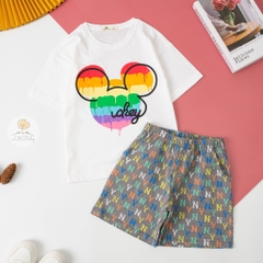 Bộ Bé gái ngắn tay quần NY 8/16