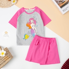 Bộ cotton Bé gái phối tay giáp lăng size 2/8 tuổi