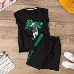 Bộ cotton BT,BG ngắn tay sát nách hình cậu bé đeo kính 10/16