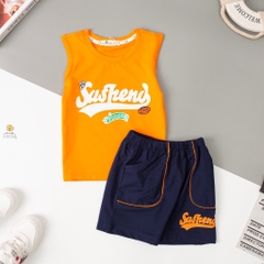 Bộ Bé trai sát nách in chữ SUSHEND size 2/8 tuổi