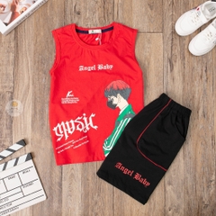 Bộ cotton BT,BG ngắn tay sát nách in Angel Baby 10/16
