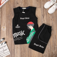 Bộ cotton BT,BG ngắn tay sát nách in Angel Baby 10/16