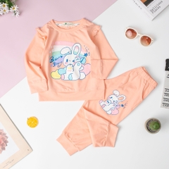 Bộ Bé gái thu đông tay bèo in thỏ size 2/8 tuổi