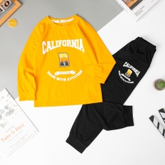 Bộ Bé trai thu đông California chữ R size đại 8/16 tuổi