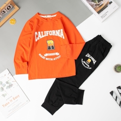 Bộ Bé trai thu đông California chữ R size đại 8/16 tuổi