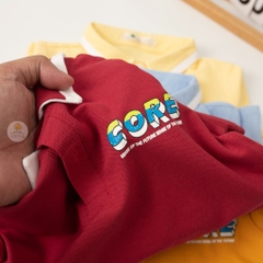 Áo cotton trẻ em - Bé Trai ngắn tay có cổ in chữ CORE 8/16