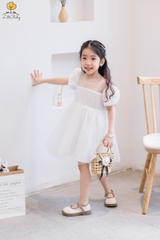 Váy ren cổ tim sau size 2/10 tuổi
