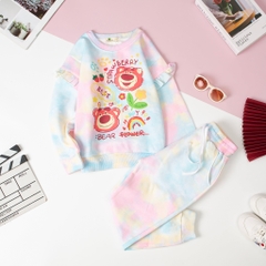 Bộ Bé gái nỉ bông viền tay vải loang size 2/8 tuổi