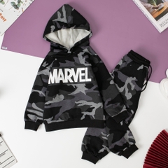 Bộ nỉ bông Bé trai có mũ Mavell size 4/10 tuổi