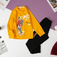 Bộ cotton Bé trai thu đông in chữ DAILY size đại 10/16 tuổi