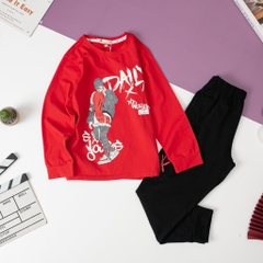 Bộ cotton Bé trai thu đông in chữ DAILY size đại 10/16 tuổi