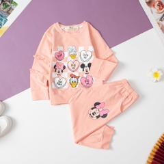 Bộ Bé gái thu đông in hình Mickey size 2/8 tuổi