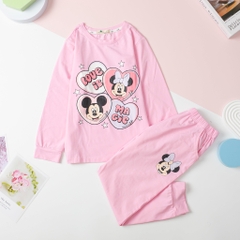 Bộ cotton Bé gái thu đông 4 chiều in Mickey size 10/16 tuổi