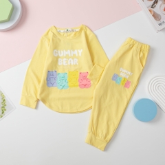 Bộ Bé gái cotton thu đông 4 chiều Gummy Bear size 2/8 tuổi