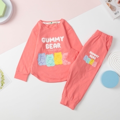 Bộ Bé gái cotton thu đông 4 chiều Gummy Bear size 2/8 tuổi