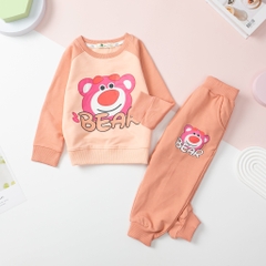 Bộ nỉ da cá Bé gái in gấu size đại 26kg - 45kg