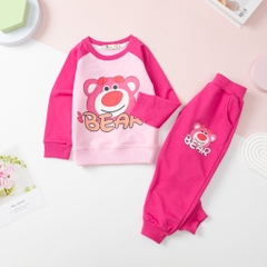 Bộ nỉ da cá Bé gái in gấu size đại 26kg - 45kg