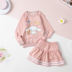 Bộ nỉ da cá Bé gái kèm chân váy size cho bé từ 23kg - 32kg