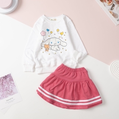 Bộ nỉ da cá Bé gái kèm chân váy size cho bé từ 23kg - 32kg