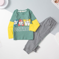 Bộ thun cotton Bé trai thu đông tay nối size 2/8 tuổi