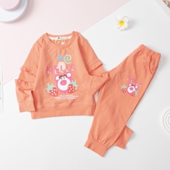 Bộ Bé gái cotton thu đông 4 chiều chữ Hello size 2/8T