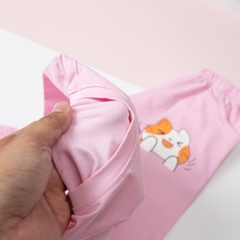 Bộ cotton thu đông Bé gái in mèo WOW 2/8 Tuổi