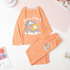 Bộ cotton Bé gái thu đông in thỏ, hoiliday size đại 10/16T