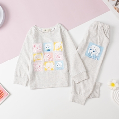 Bộ thu đông Bé gái cotton 4 chiều in mặt cười size 2/8 tuổi