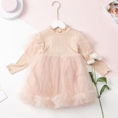 PH706 Váy Bé gái len tăm phối ren thu đông size 3/10 tuổi