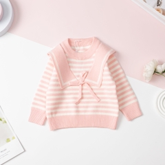 Áo len Bé gái cổ tròn, nơ size 1/4 tuổi