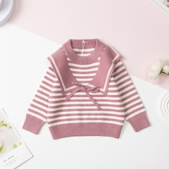 Áo len Bé gái cổ tròn, nơ size 1/4 tuổi