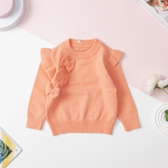 Áo len Bé gái cổ tròn, nơ size 1/4 tuổi