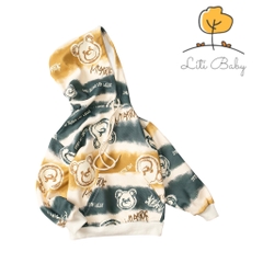 Áo nỉ Bé trai LITIBABY có mũ vải chéo Hàn Quốc size đại 8/14 tuổi