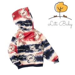 Áo nỉ Bé trai LITIBABY có mũ vải chéo Hàn Quốc size đại 8/14 tuổi